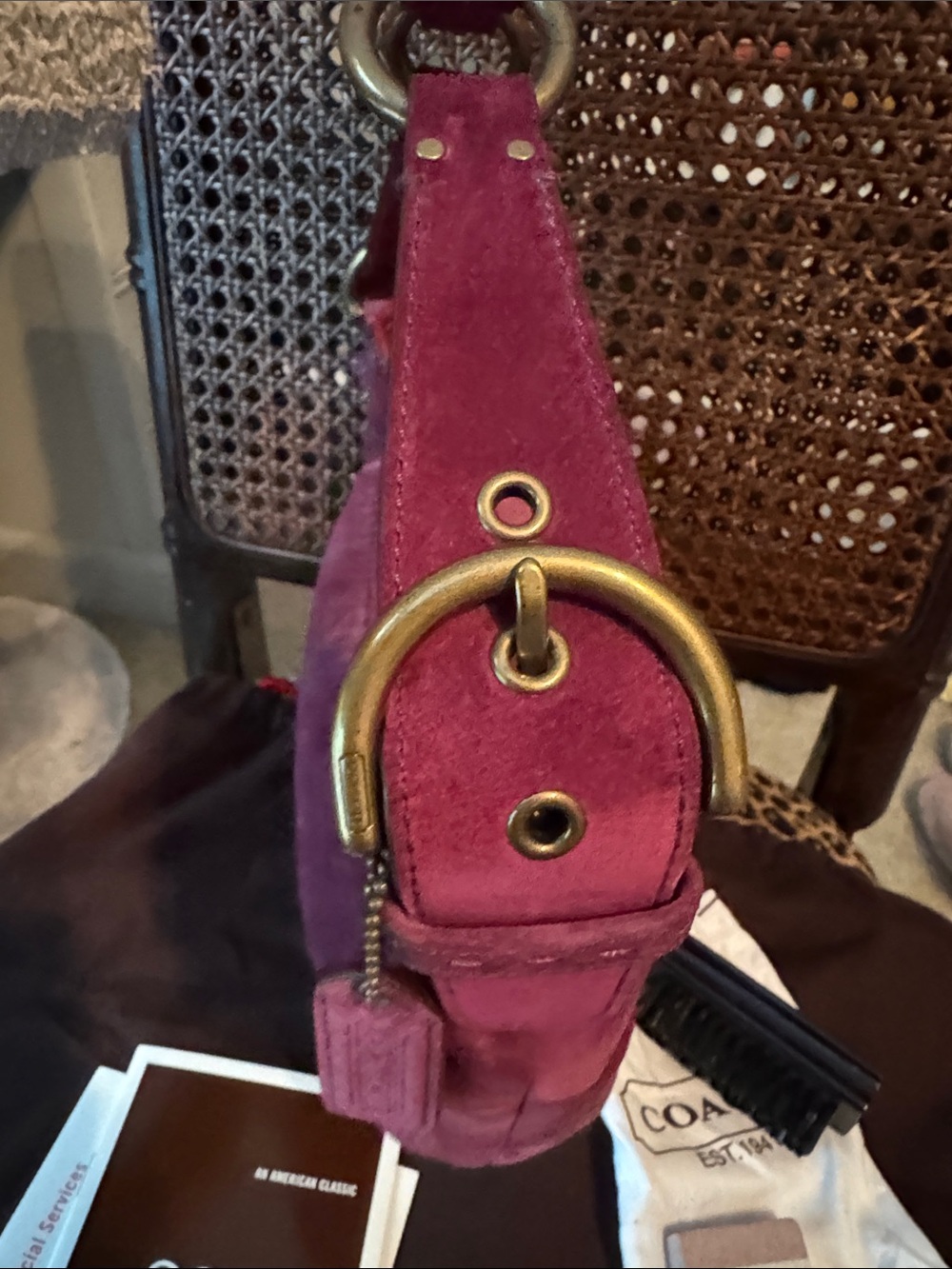 Coach Plum Suede mini hobo Bag with Brass Hardware - Picture 5 of 15